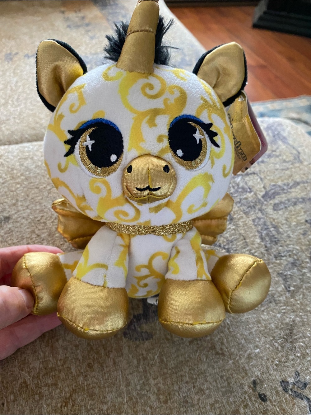 P. Lushes Pets Gold & White Unicorn Plush with Sparkle Details NWT